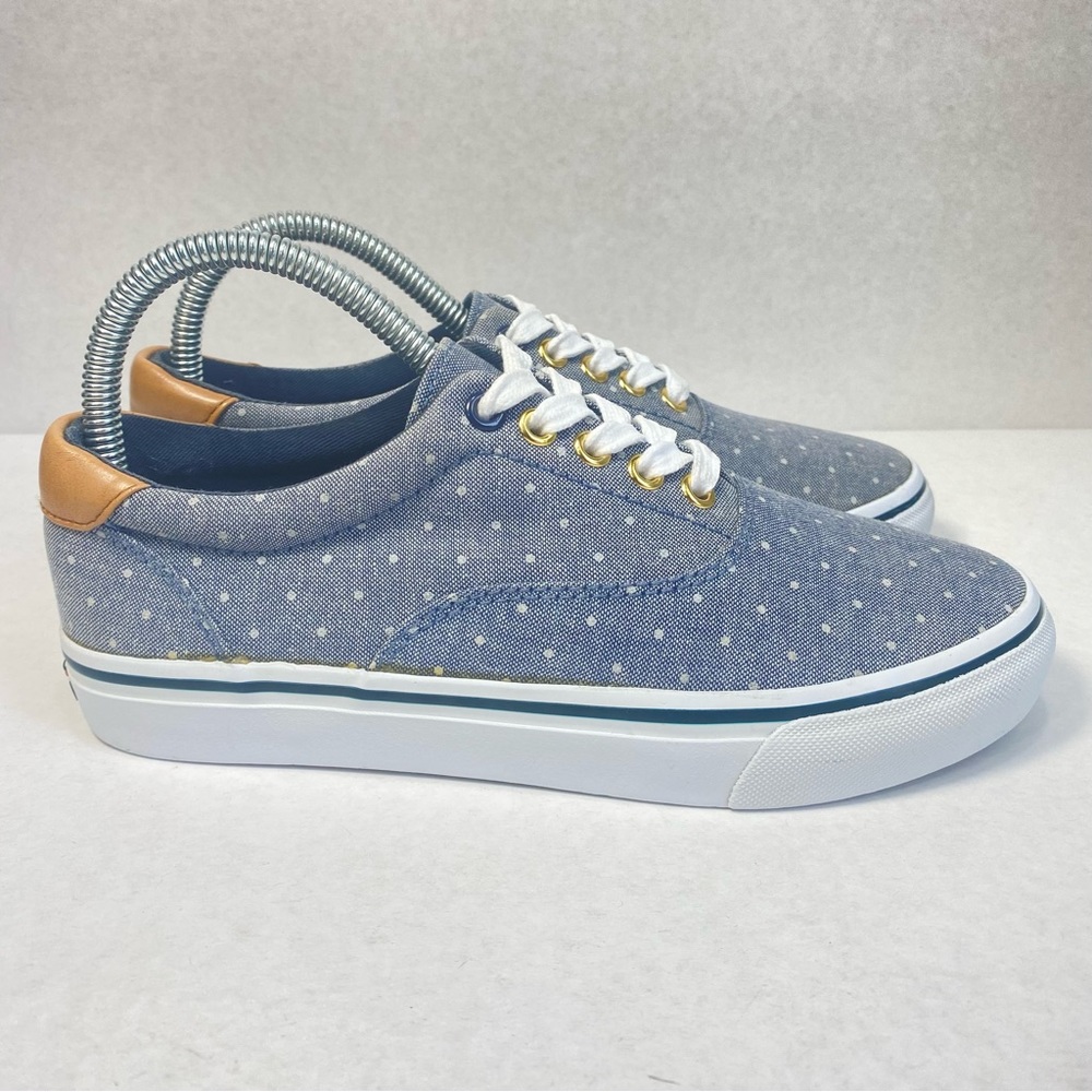 Tommy Hilfiger Maritza Polka Dot Round Toe Canvas Blue/ WHT Shoe Sneaker Women 7